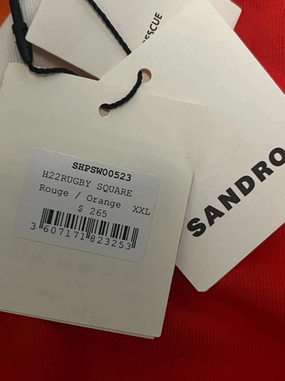 Sandro Rouge/Orange Rugby Square Sweatshirt size XXL (2XL) - Picture 4 of 10